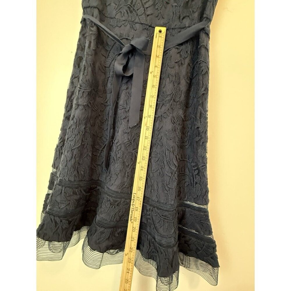 Adrianna Papell Lace Fit & Flare Dress Navy Blue women tie lance luxury size 6 - Picture 6 of 12